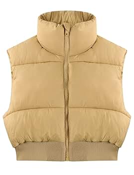 Gihuo Women's Cropped Puffer Vest Quilted Gilet Winter